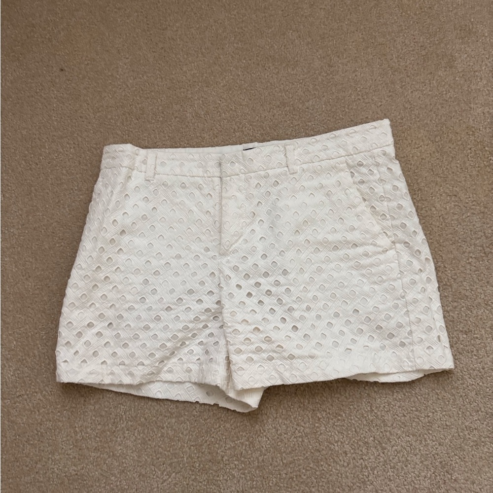 Banana Republic High Waist White Textured Shorts